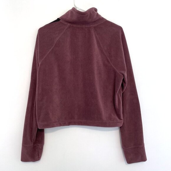 CALVIN KLEIN PERFORMANCE Half Zip Logo Top Purple Fleece 1/2 Zip Crop Sweatshirt - Picture 13 of 15